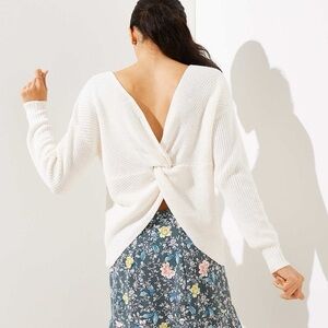 LOFT Cream Crewneck Knit Sweater